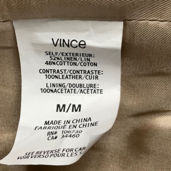 Vince Leather and Linen Asymmetrical Moto Vest-Medium - Picture 5 of 9